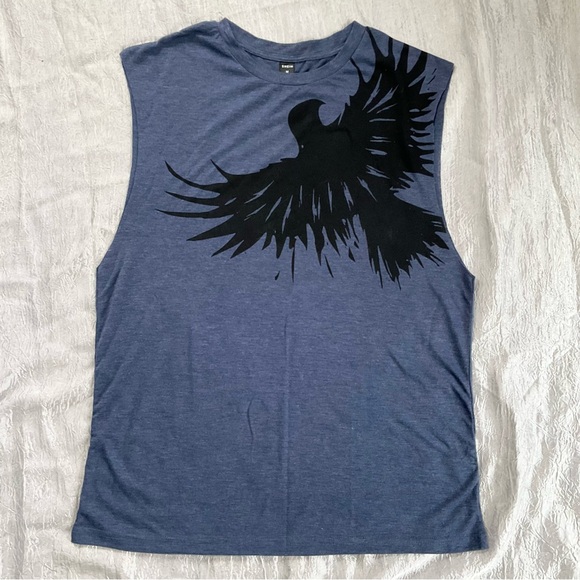 SHEIN Other - SHEIN Blue Tank with Black Bird Graphic